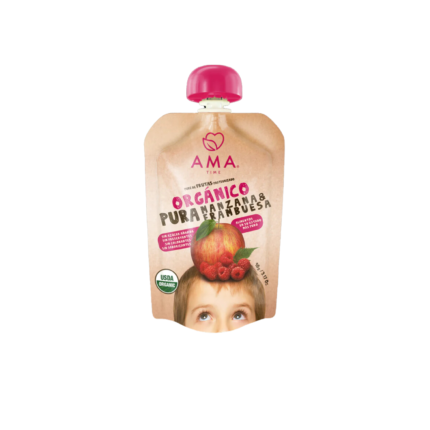 Puré Manzana Frambuesa Orgánica 90g Ama Time