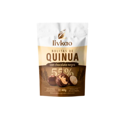 Bolitas de quinoa y maíz cubiertas con chocolate amargo 40g Sunkao