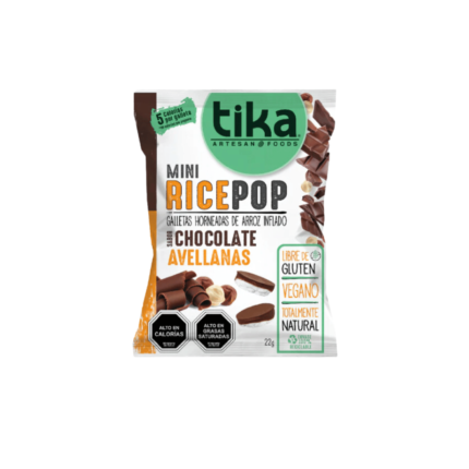 Mini rice pop chocolate avellana 22g Tika