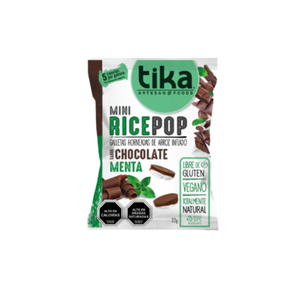 Mini rice pop chocolate menta 22g Tika