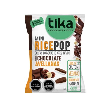 Mini rice pop chocolate avellana 22g Tika