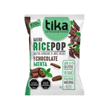 Mini rice pop chocolate menta 22g Tika