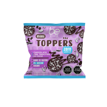 Mini Toppers Chocolate sin azúcar con trocitos de Coco 24 g Be Cookies