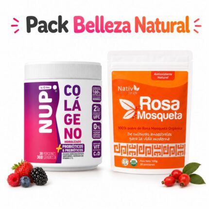 Pack Belleza Natural - Colágeno + rosa mosqueta para rutina beauty